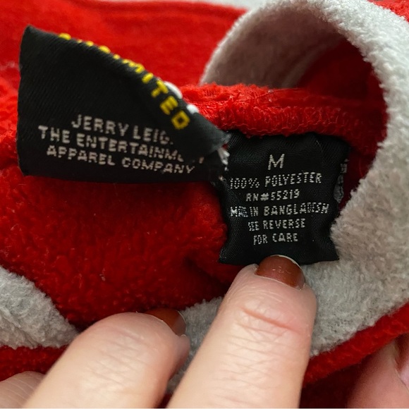 Vintage 90s Disney red Mickey fleece pullover hoodie unisex size medium sweater - Picture 6 of 6